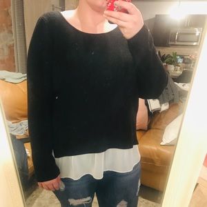 Black sweater with white chiffon